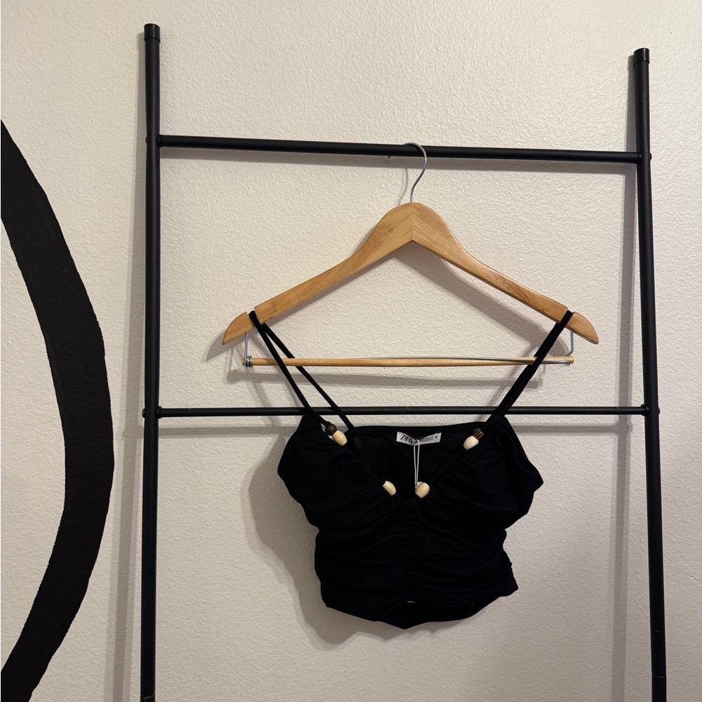 Black Ruched Women Top
